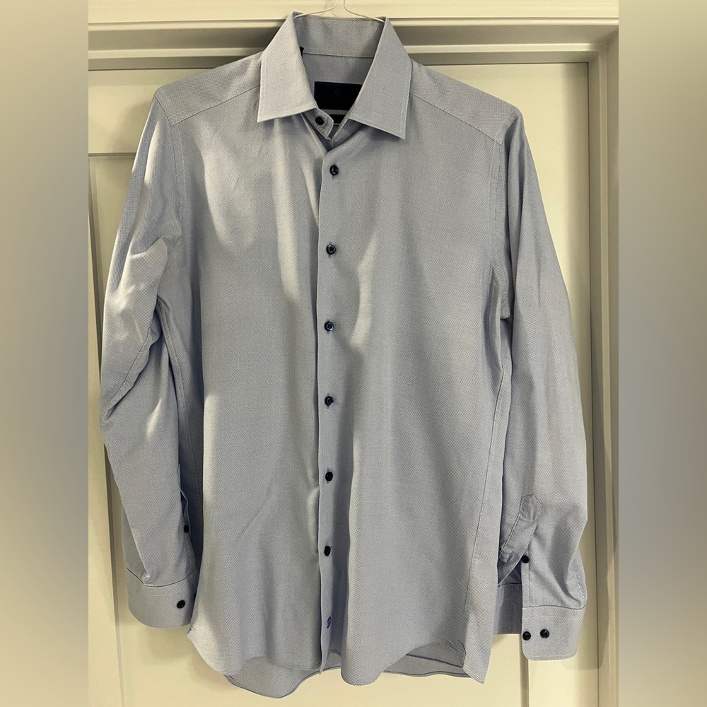 David Donahue Blue Dress Shirt - Trim Fit - 15.5 Neck - 34/35